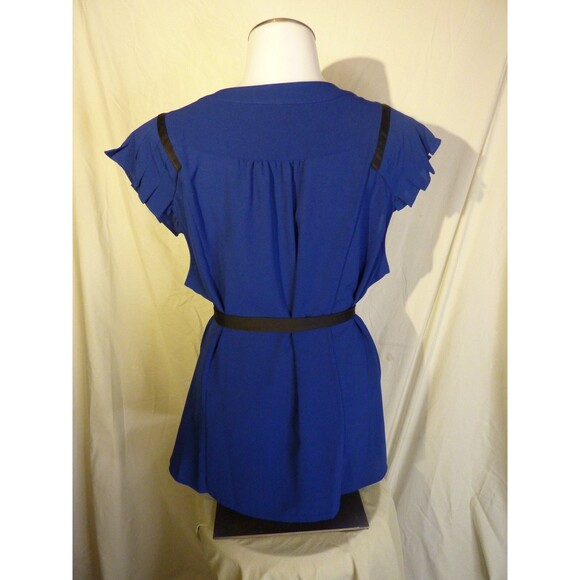 Navy Blue and Black Blouse-button down front- with/belt-sz 20-22W - Picture 2 of 5